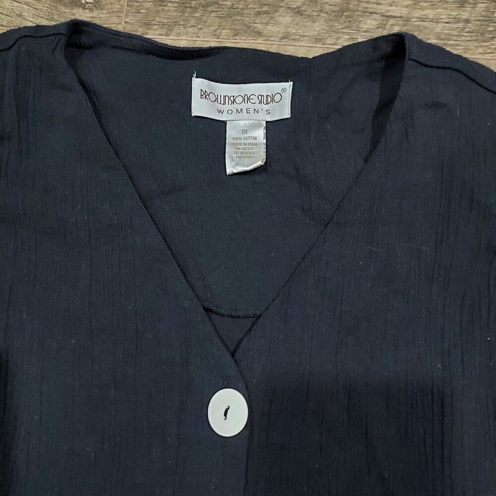 Brownstone Studio Womens Top Black Size 1X 100% Cotton - Picture 11 of 13